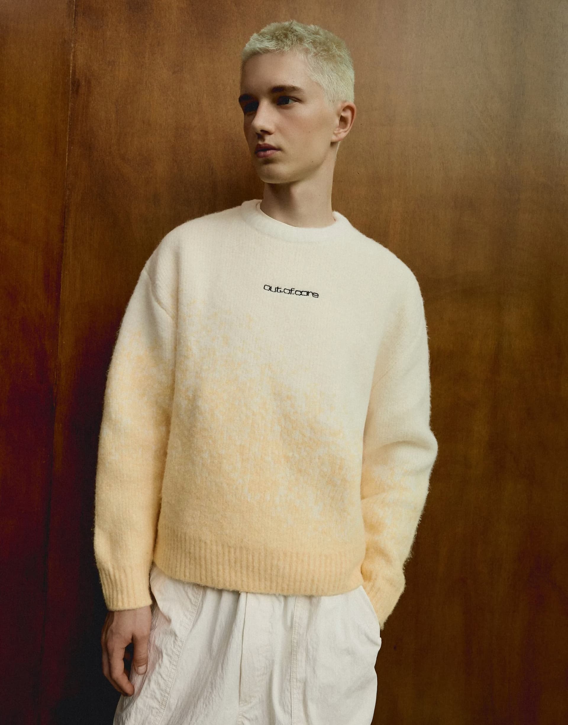 ASOS Bershka Gradient jacquard jumper out of core in yellow