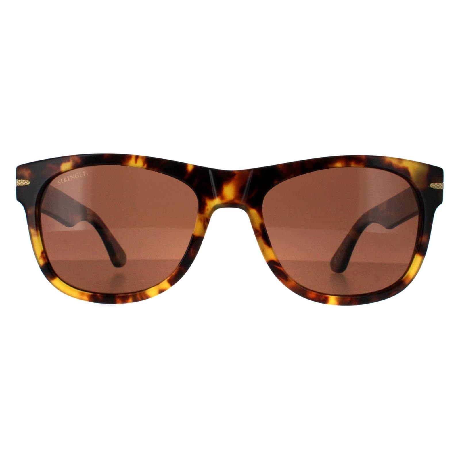 Serengeti Serengeti Men's Square Shiny Tortoise Havana Mineral Polarized 555nm Green Foyt Large in Brown