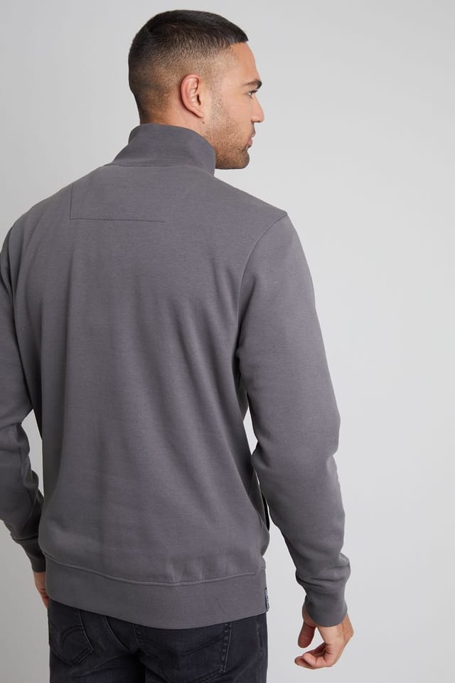 Threadbare Threadbare Men's 'Patrick' Quarter Zip Neck Sweatshirt in Dark Grey - 2