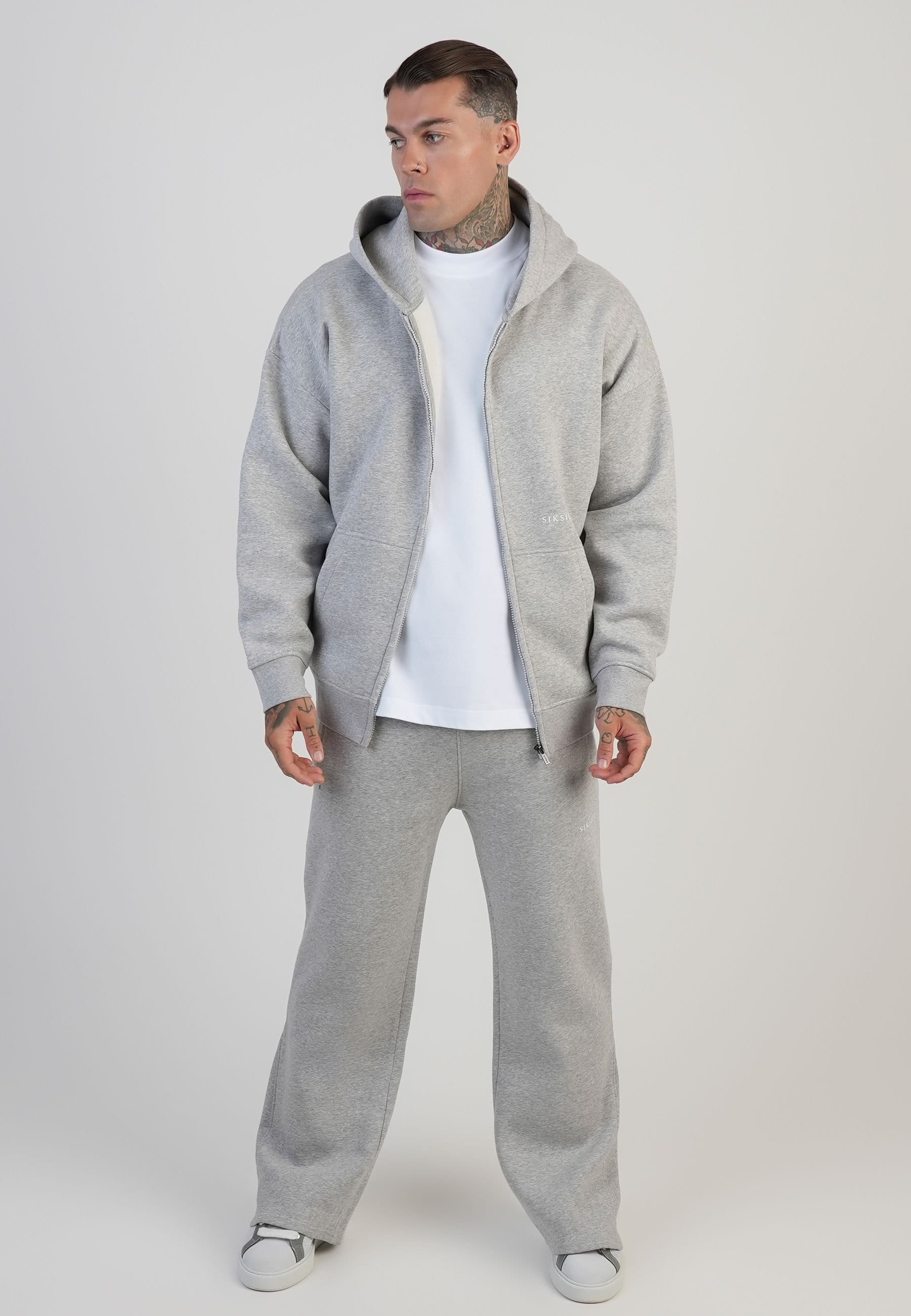 SikSilk SikSilk Men's Graphic Full Zip Hoodie in Grey - 4