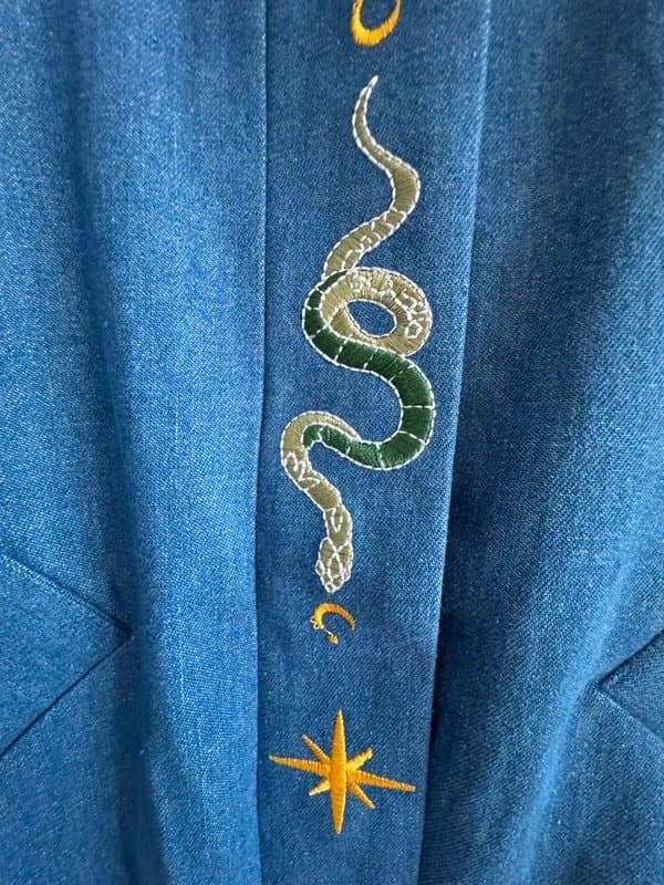 Never Fully Dressed Never Fully Dressed embroidered blue denim bomber in size 10 UK- NWT