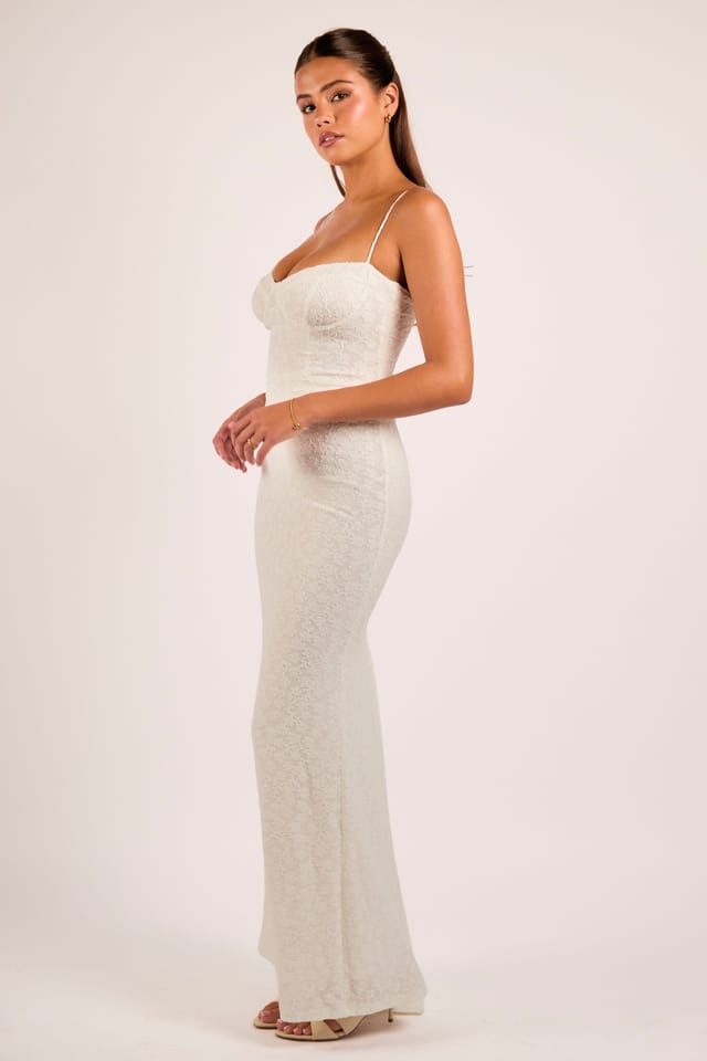 Jaded Rose Jaded Rose Women's Taria White Floral Flocked Corset Bustier Maxi Dress - 3