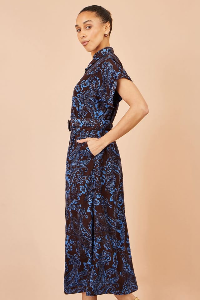 Yumi Yumi Women's Paisley Midi Shirt Dress in Brown - 3