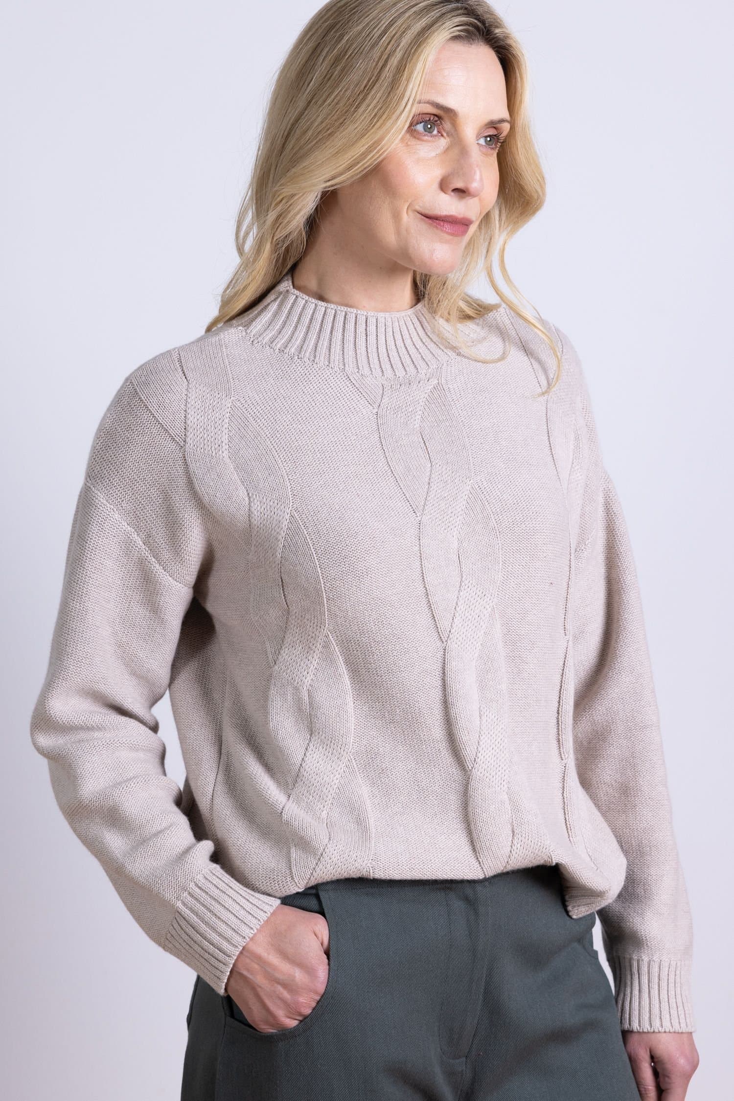 Nomads Clothing Nomads Clothing Light Sand Cable Knit Jumper