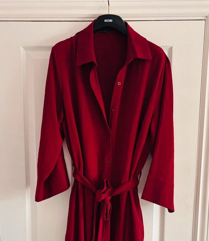 AX Paris Red Satin Maxi Dress with Belted Waist