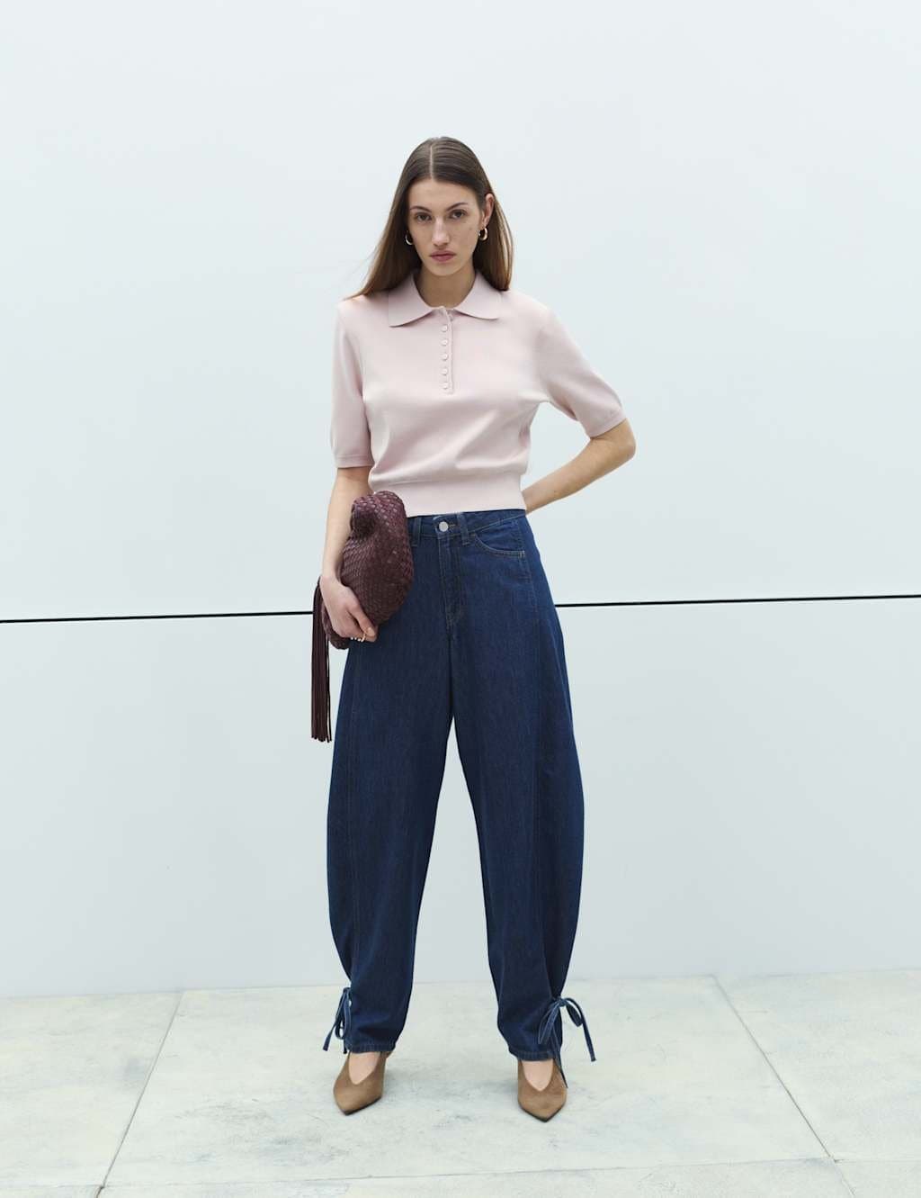 Marks & Spencer M&S High Waisted Tie Detail Jeans in Indigo Mix