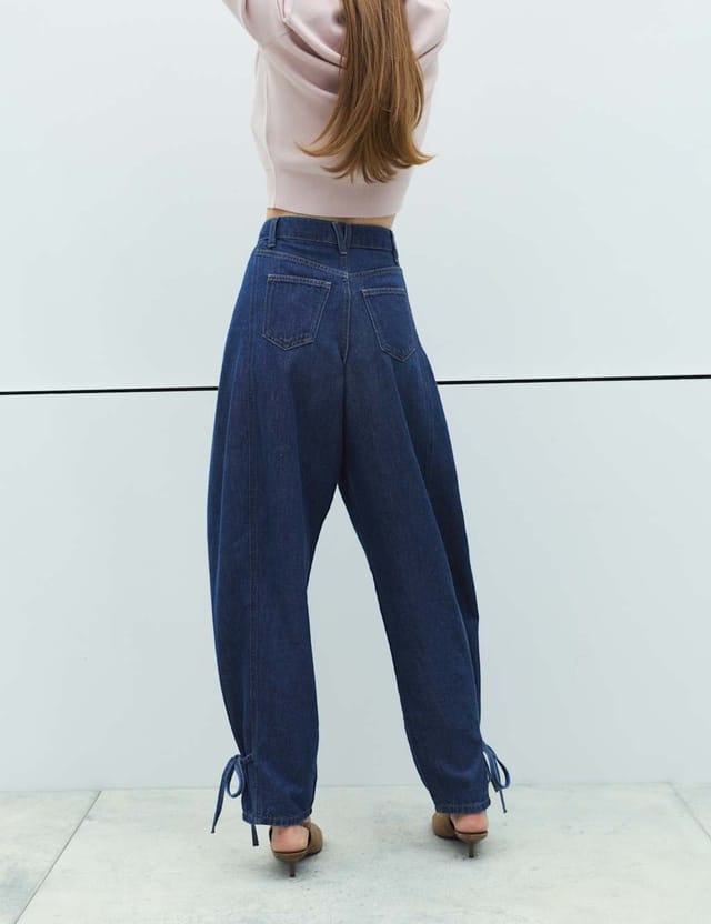 Marks & Spencer M&S High Waisted Tie Detail Balloon Leg Jeans Indigo Mix - 2