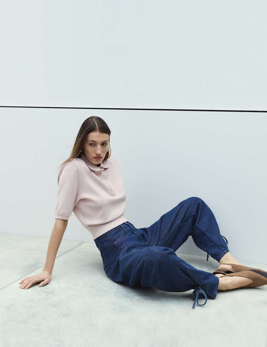 Marks & Spencer M&S High Waisted Tie Detail Balloon Leg Jeans Indigo Mix - 3