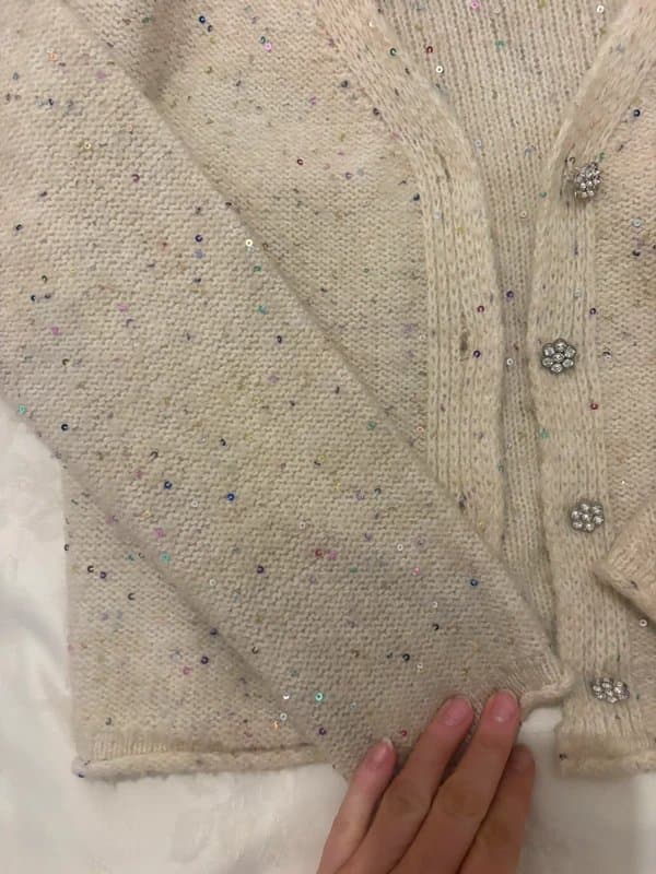 ASOS ASOS Embellished sequins cardigan knit with sparkly buttons size 12
