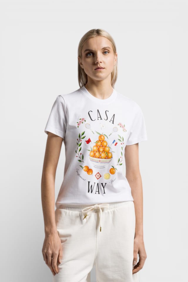 Casablanca Casablanca Women's Printed Fitted T-Shirt Casa Way White - 3
