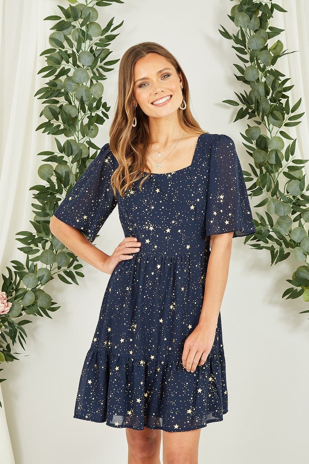 Yumi Yumi Women's Navy Star Print Skater Dress