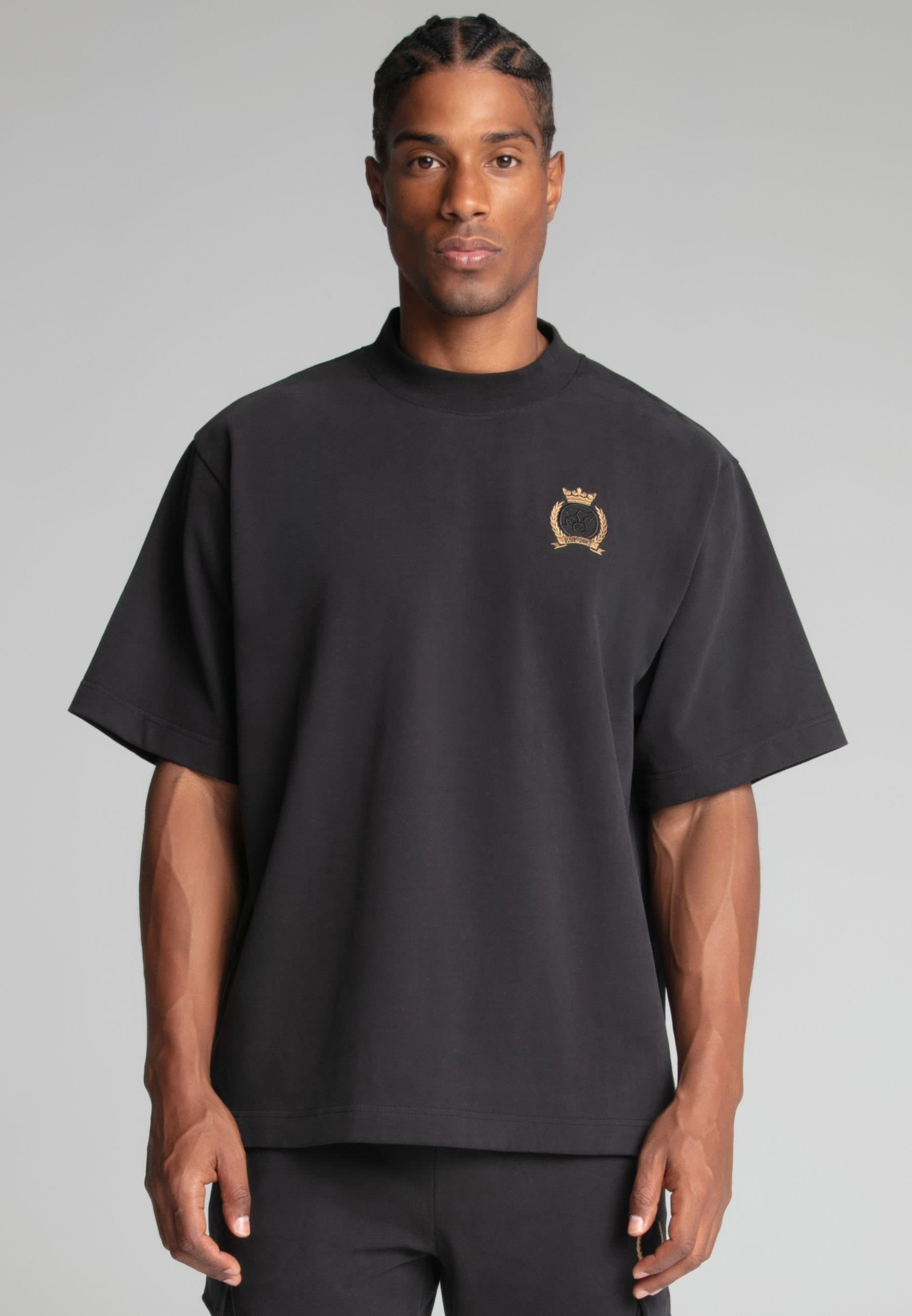 SikSilk SikSilk Men's Black Premium Crest T-Shirt