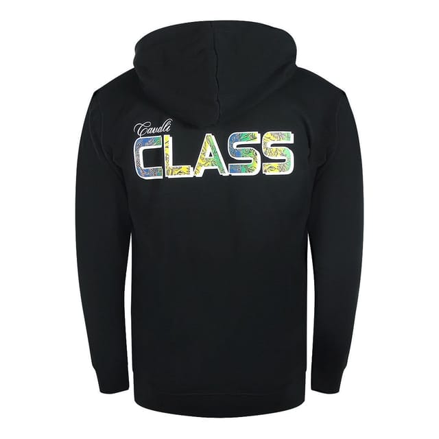 Cavalli Class Cavalli Class Men's Bold Floral Logo Black Zip-Up Hoodie - 2