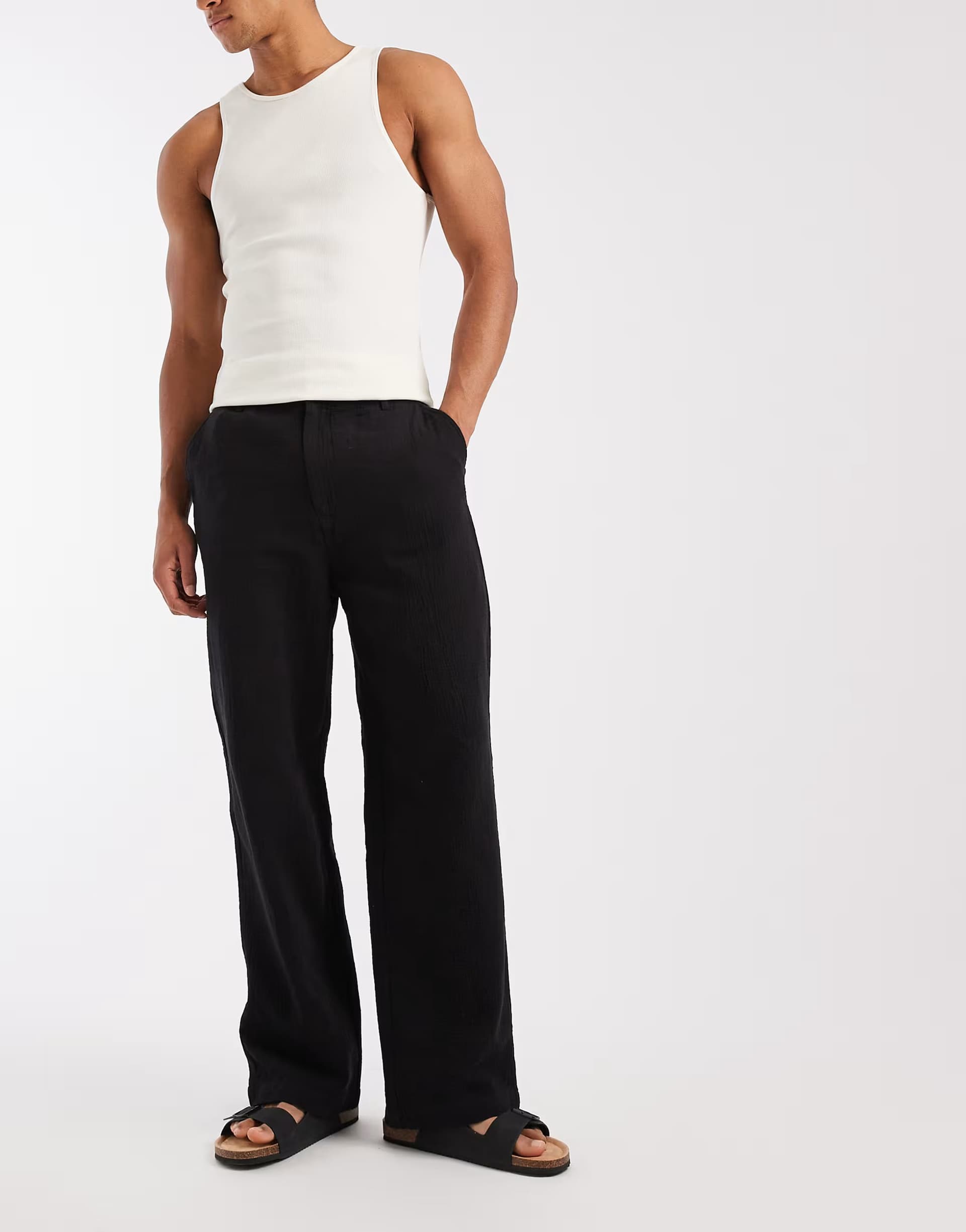 ASOS AllSaints Taiko relaxed trousers in black