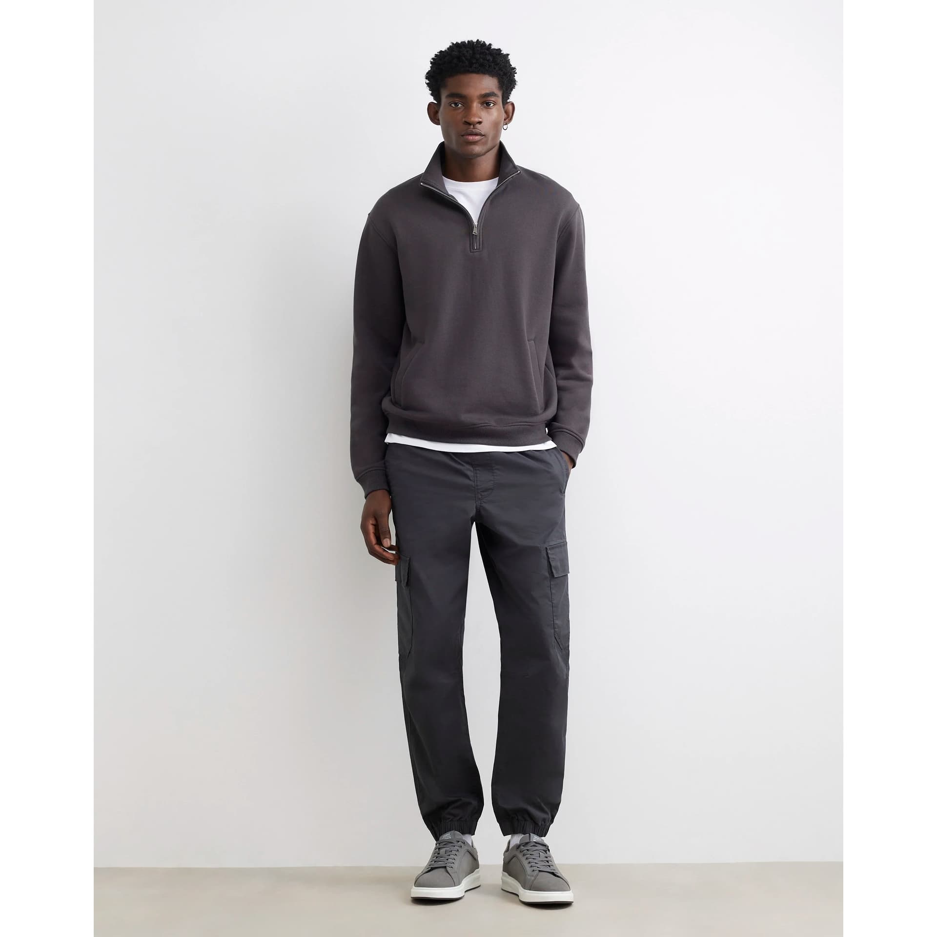 River Island Mens River Island Grey Regular Fit Cargo Trousers