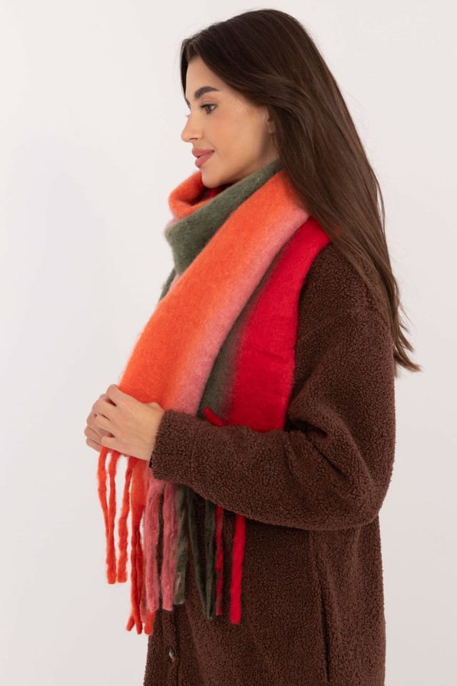 Love Lace Love Lace Women's Polyester Tassel Scarf Smooth Color Pattern for Autumn Winter in Red - 2