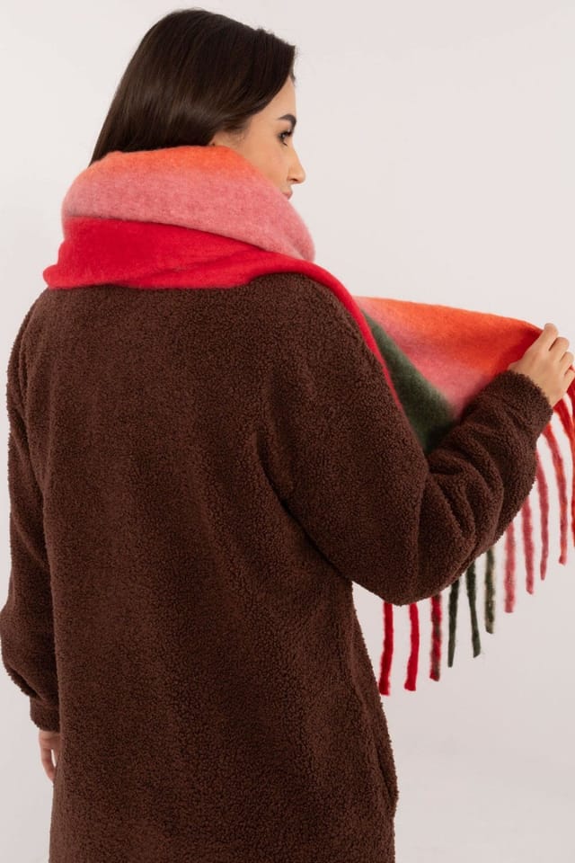 Love Lace Love Lace Women's Polyester Tassel Scarf Smooth Color Pattern for Autumn Winter in Red - 3