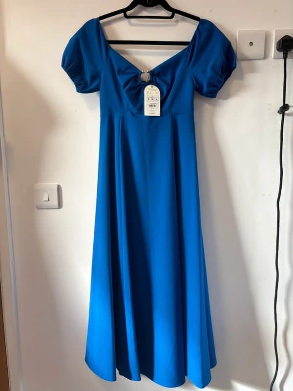 Monsoon Monsoon Bardot dress size 8 cobolt blue small party cruise ballgown event ascot races holiday