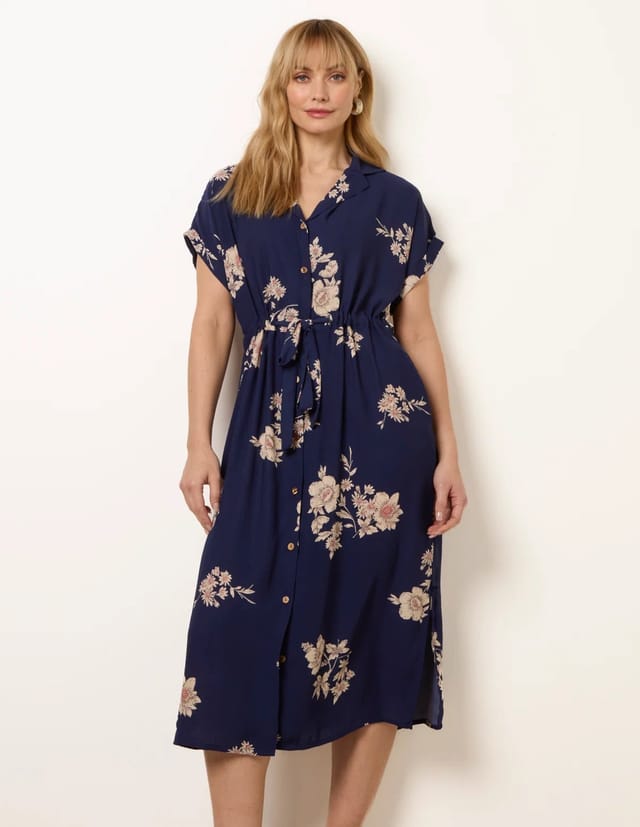 Blue Vanilla Drawstring Midi Shirt Dress - 2