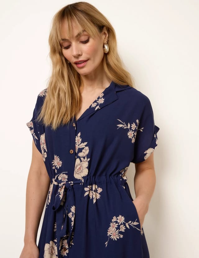 Blue Vanilla Drawstring Midi Shirt Dress - 3