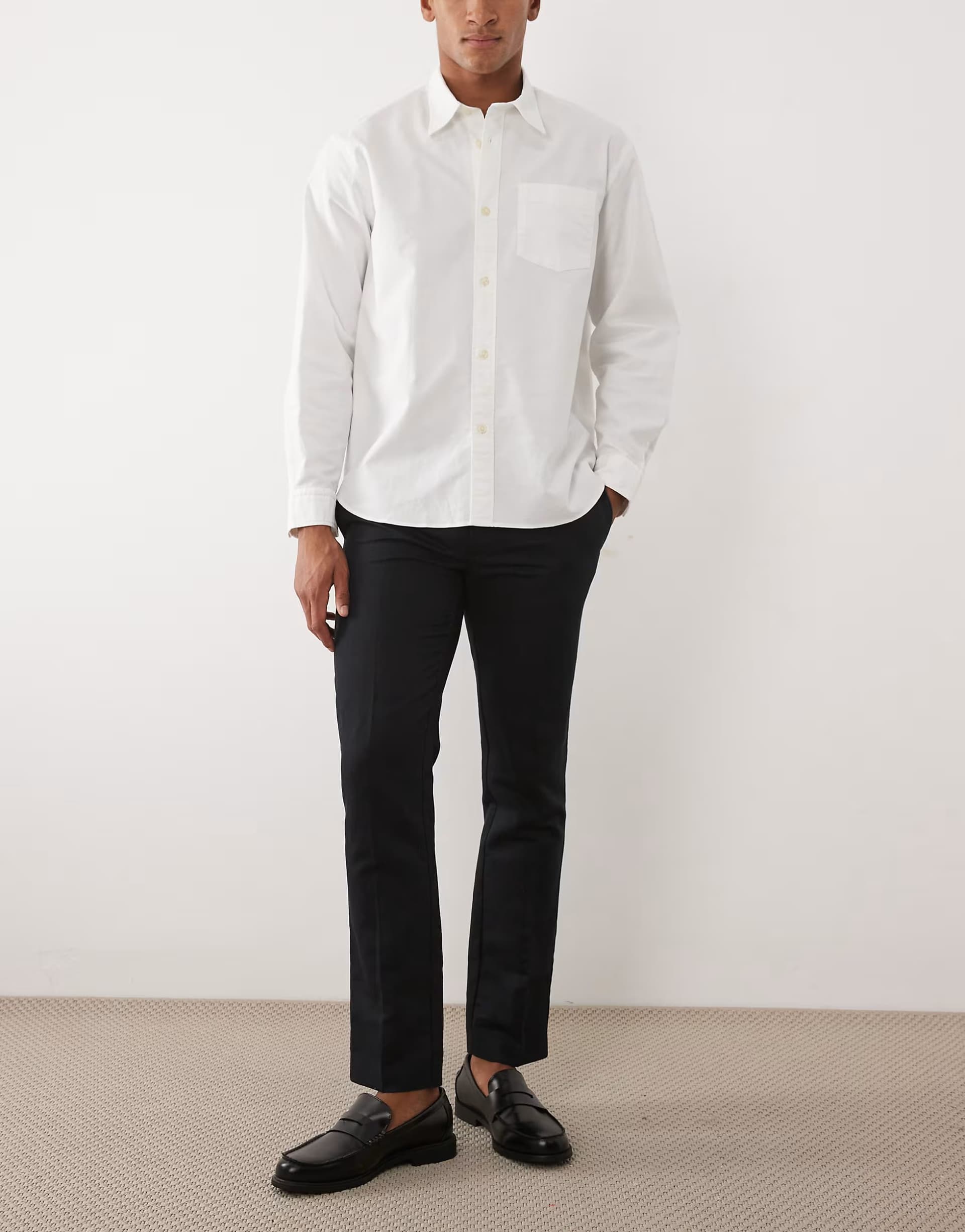 ASOS ASOS DESIGN smart linen rich slim trousers in black