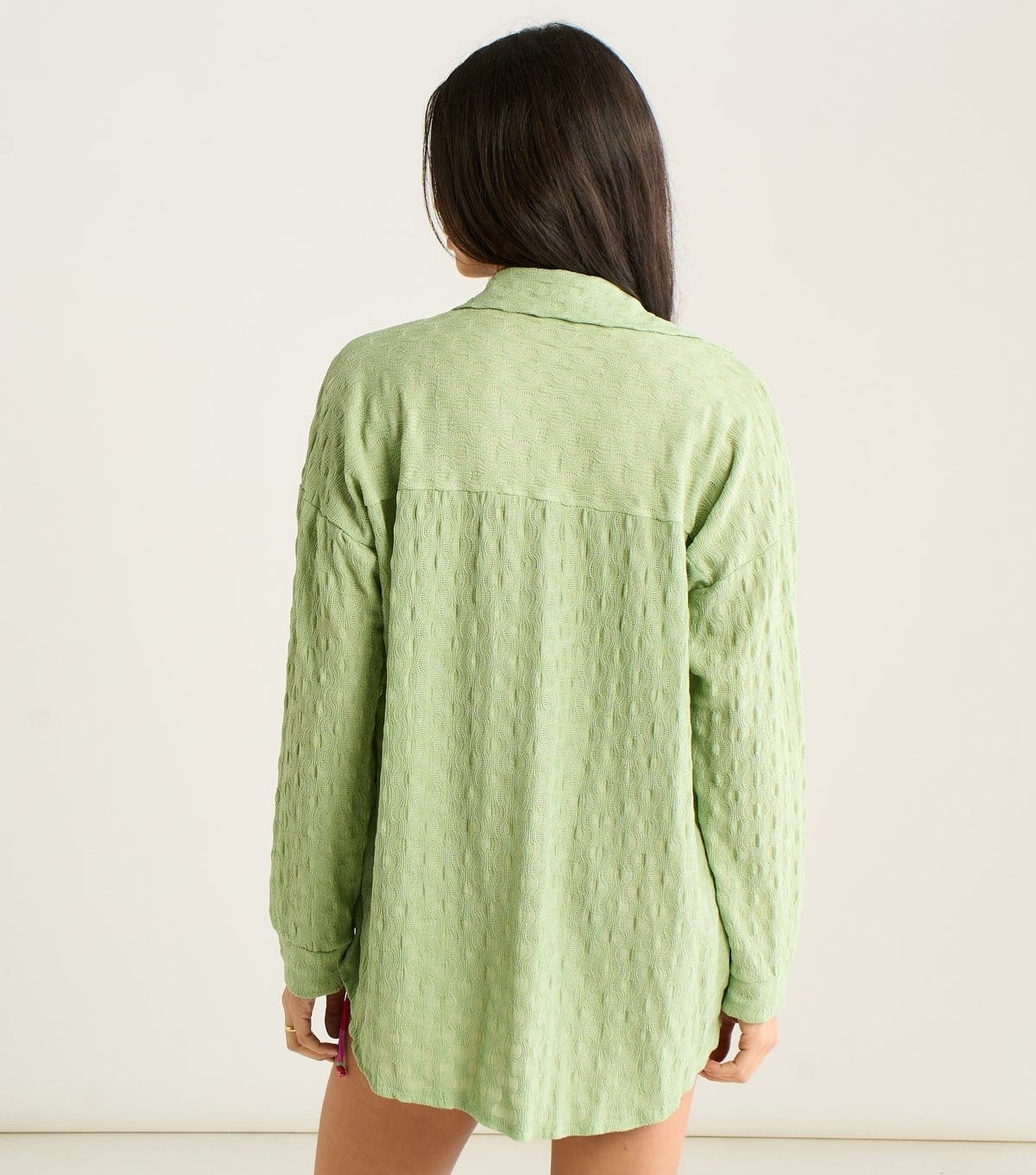 Gini London Women's Light Green Textured Beach Shirt Gini London New Look - 4