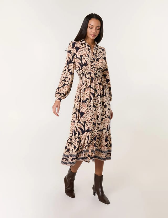 Blue Vanilla Border Print Shirt Dress - 3
