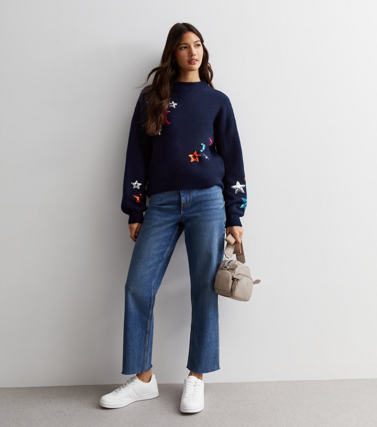 Sunshine Soul Women's Navy Sequin Star Knit Jumper Sunshine Soul New Look - 2