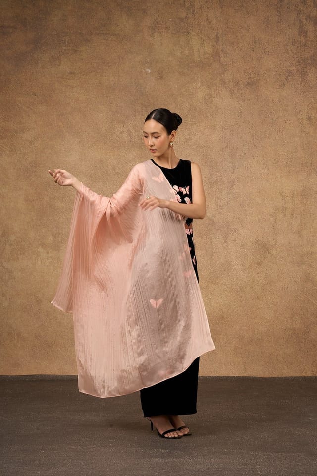 Silk and Bears Silk and Bears Women's Apricot Pink Silk Scarf - Wedding Silk Shawl, Lightweight Wrap in Peach - 3