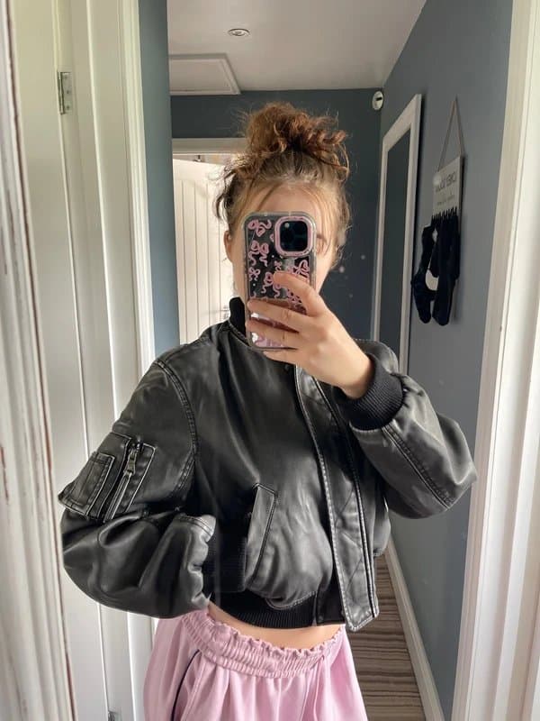 Bershka Leather bomber jacket