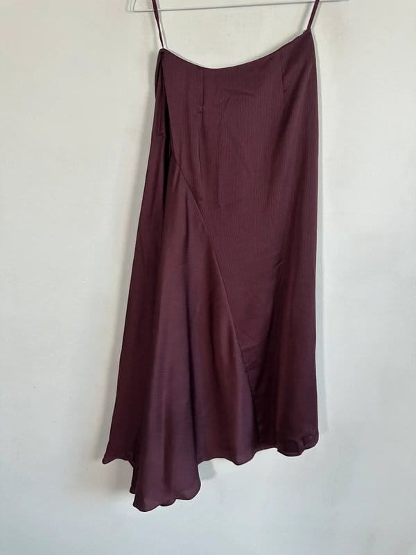 Ted Baker Ted baker £150 size 1 Uk 8 midi long dress asymmetric flare hem purple hammered satin new - 1
