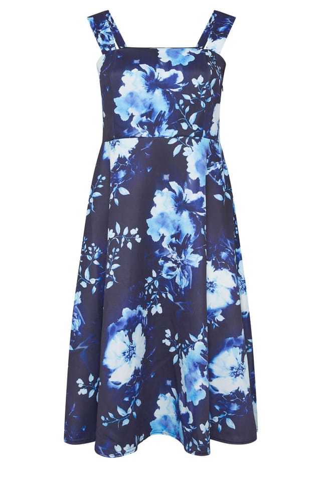 Yours Yours Women's Floral Skater Dress in Dark Blue - 2