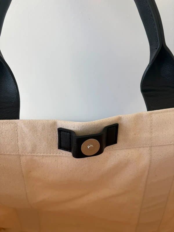 ASOS ASOS heavyweight oversized cotton tote bag in ecru with black faux leather straps