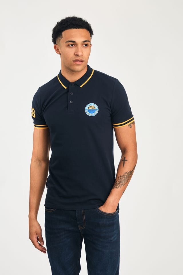 Tokyo Laundry Tokyo Laundry Men's 2 Pack Cotton Short Sleeve Button-Up Polo Shirt in Blue - 2