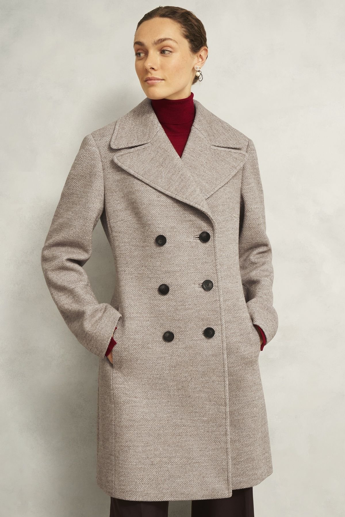 Hobbs London Hobbs London Women's Janetta Double Breasted Coat in Light Beige - 3