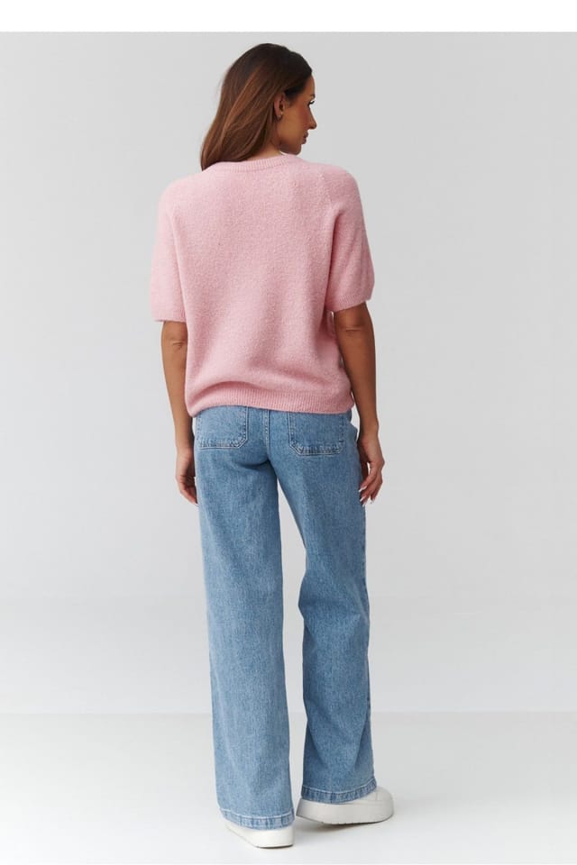 Love Lace Love Lace Women's Oversized Short Sleeve Sweater Knit in Pink - 3
