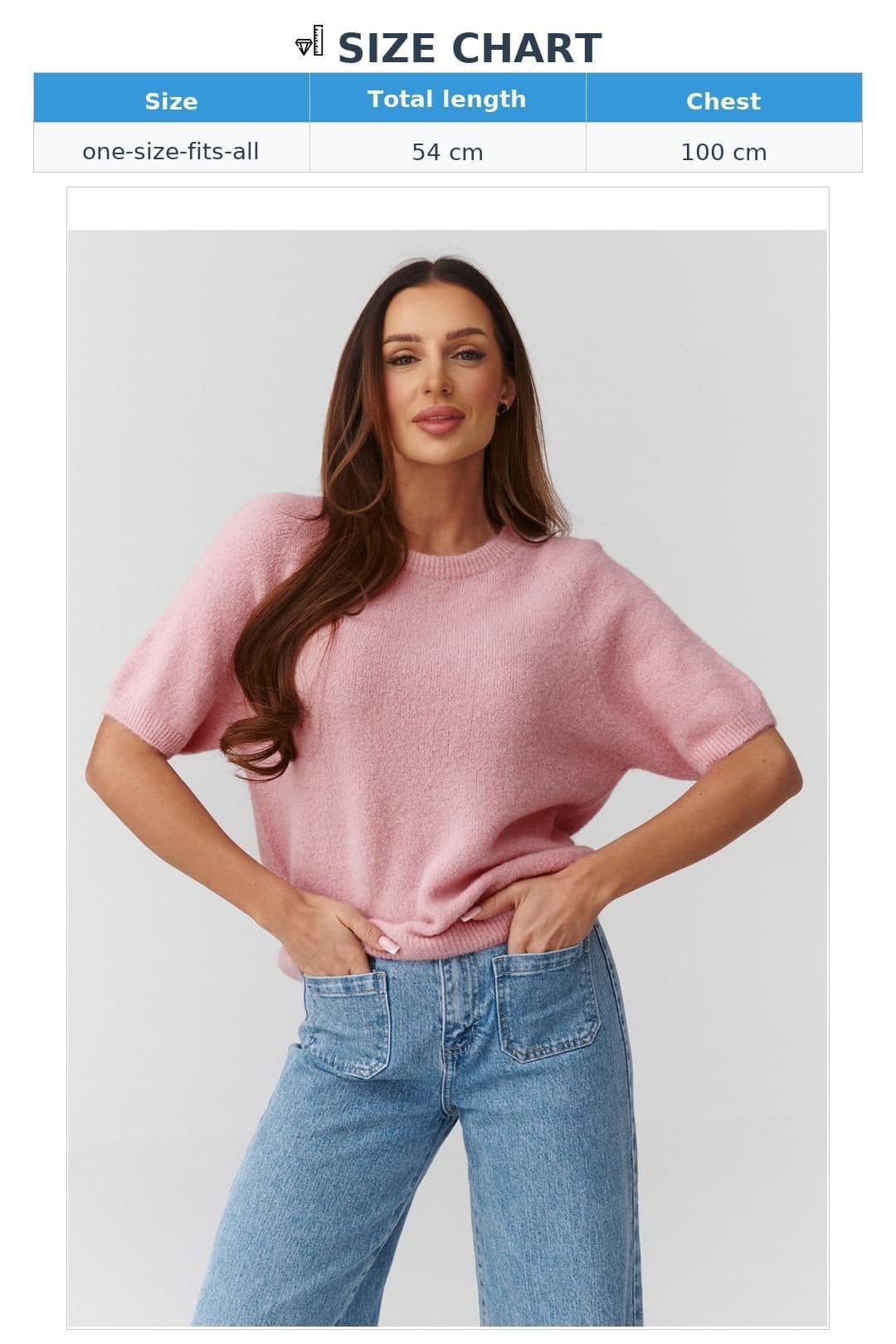 Love Lace Love Lace Women's Oversized Short Sleeve Sweater Knit in Pink - 4