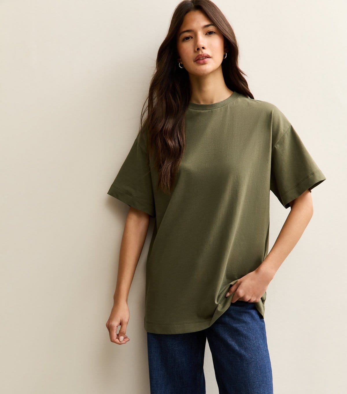 New Look Khaki Cotton Oversized T-Shirt