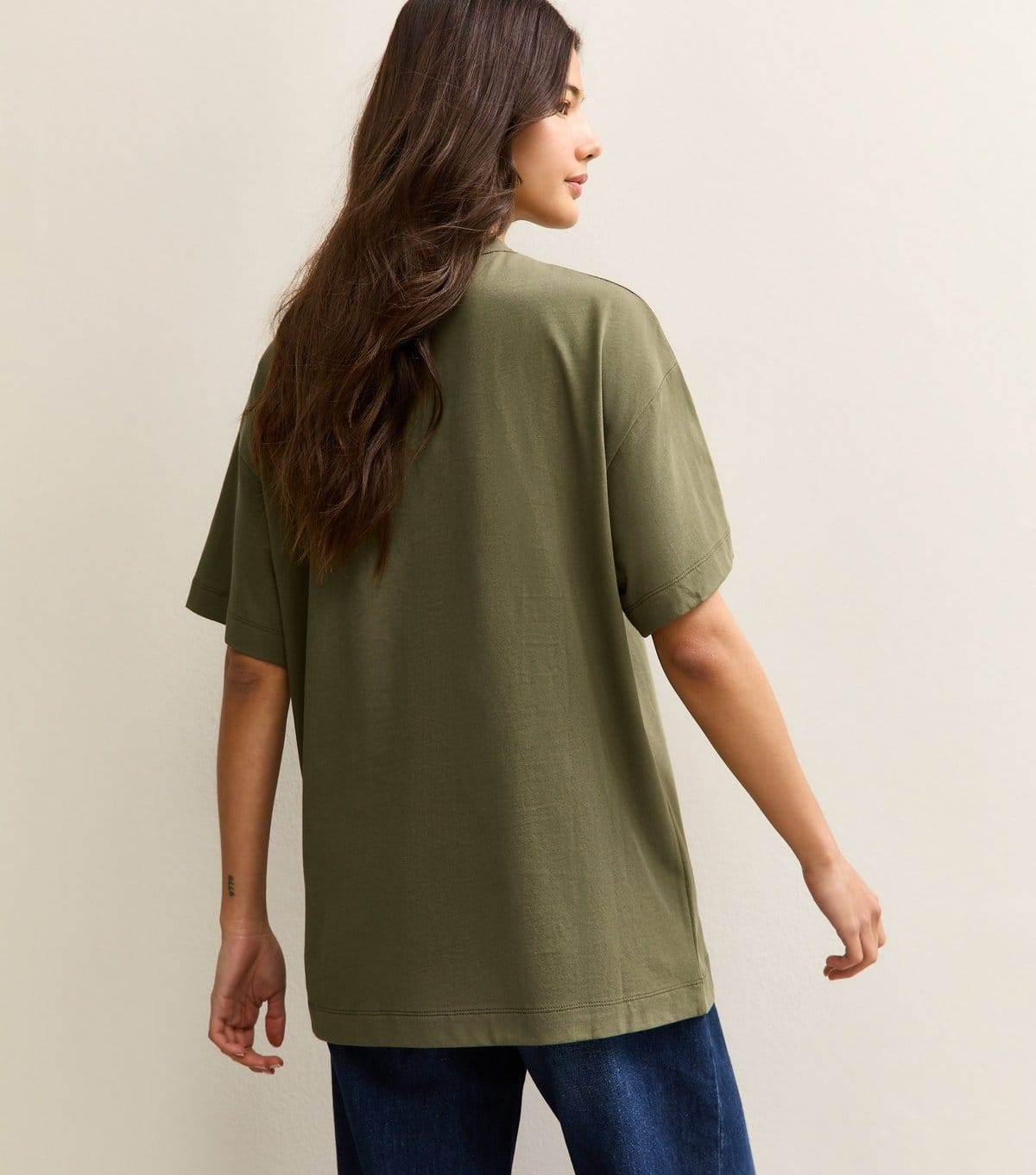 New Look Women's Dark Khaki Cotton Oversized T-Shirt New Look - 4