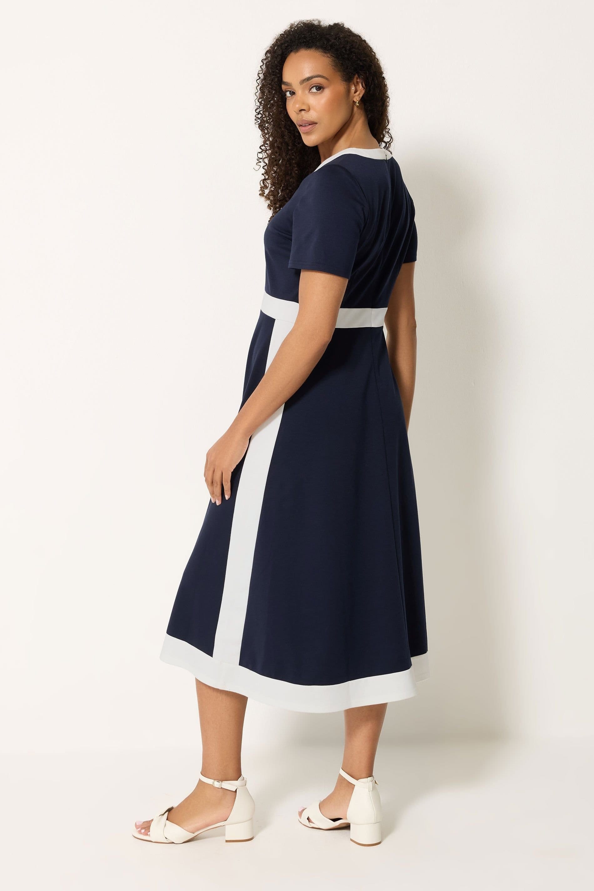 M&Co M&Co Women's Colourblock Midi Dress in Mid Navy - 4