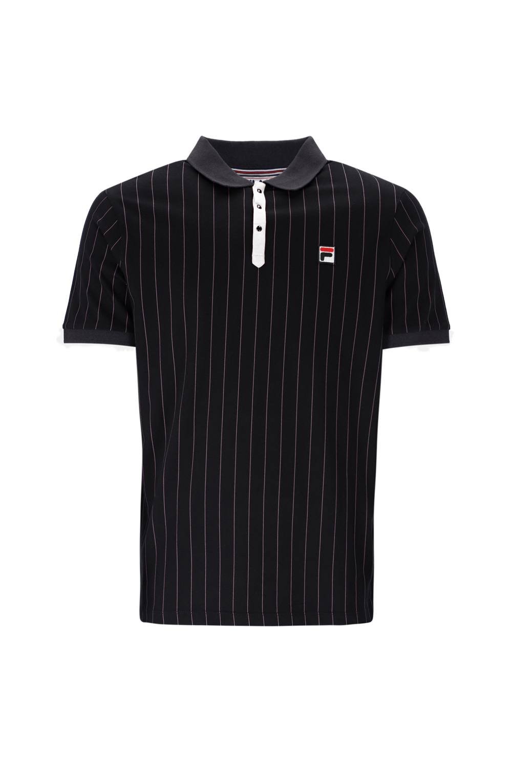 Fila Fila Men's Bb1 Classic Vintage Striped Polo Black/ Gardenia/ Fig/ Charcoal in Black - 2