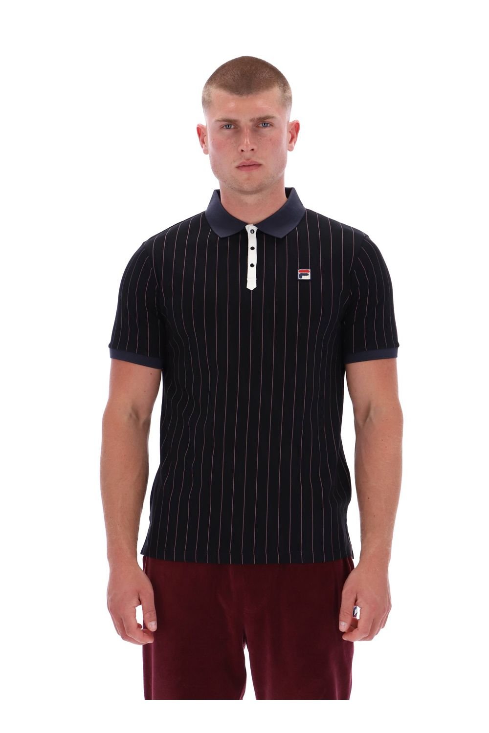 Fila Fila Men's Bb1 Classic Vintage Striped Polo Black/ Gardenia/ Fig/ Charcoal in Black - 3