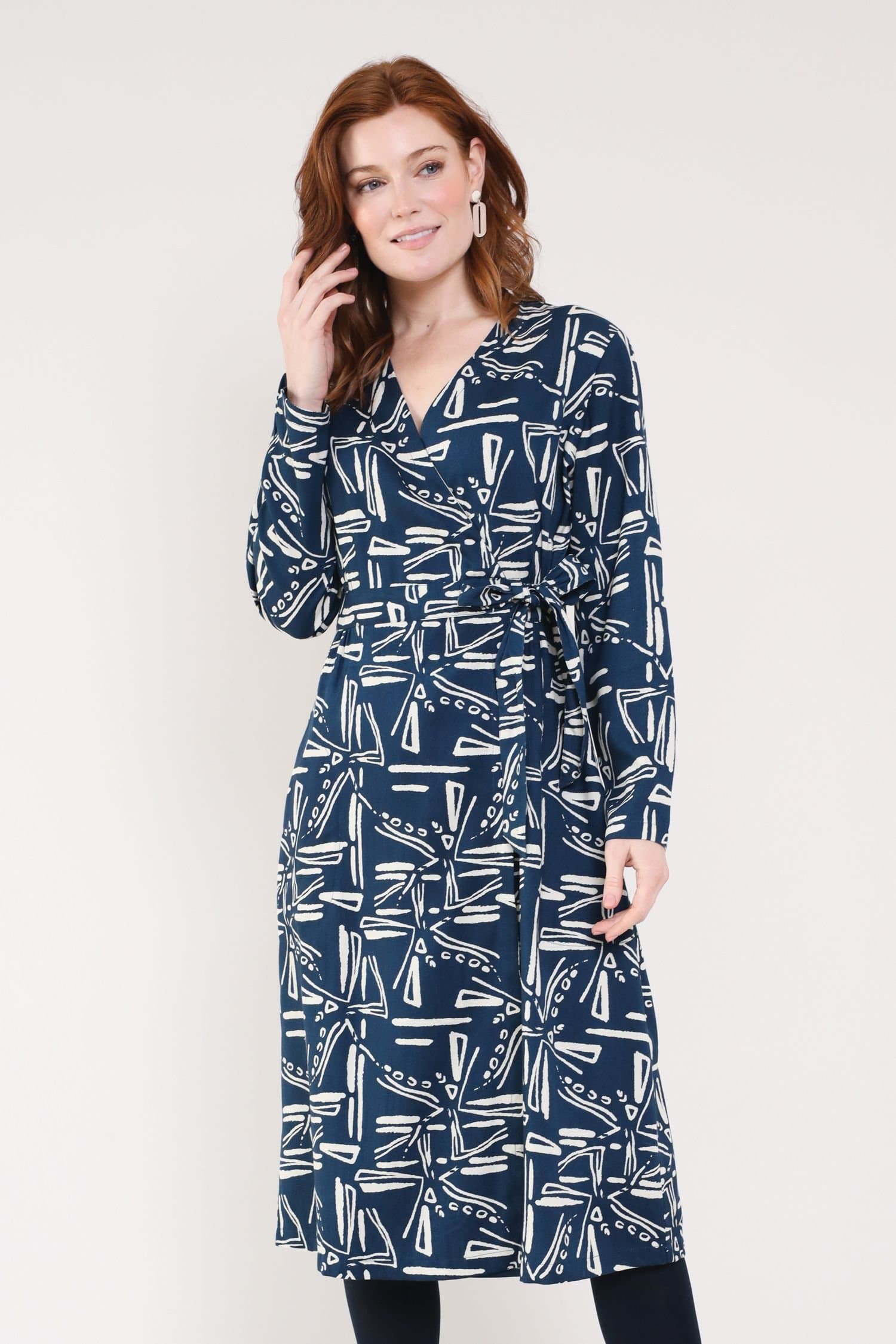 Nomads Clothing Nomads Clothing Women's Womens Tie Wrap Dress in Dark Navy