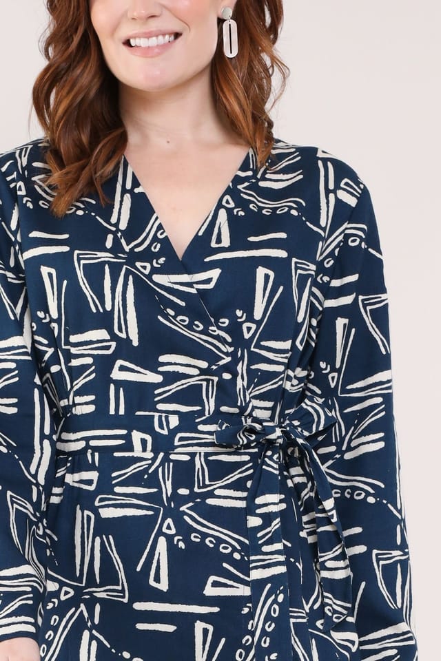 Nomads Clothing Nomads Clothing Women's Womens Tie Wrap Dress in Dark Navy - 3