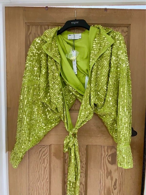 ASOS Unworn ASOS size 6 slouchy sequin wrap front cropped party shirt