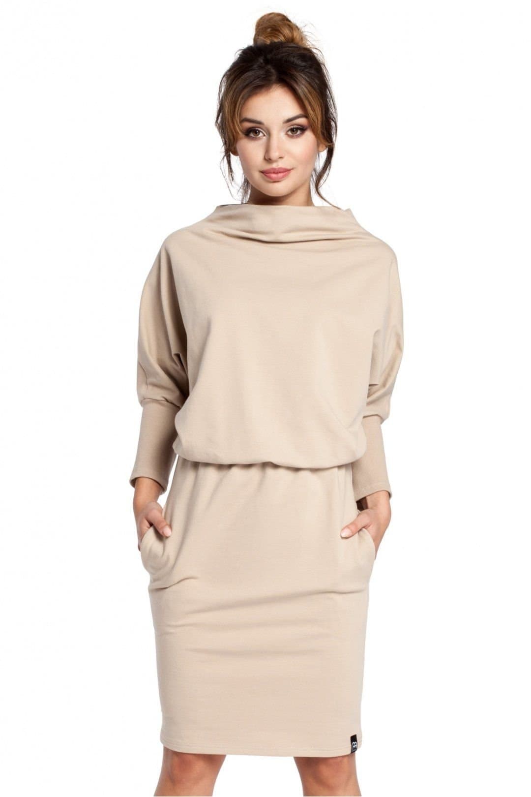 Love Lace Love Lace Women's Ribbed Sleeve Kimono Dress with Pockets in Beige