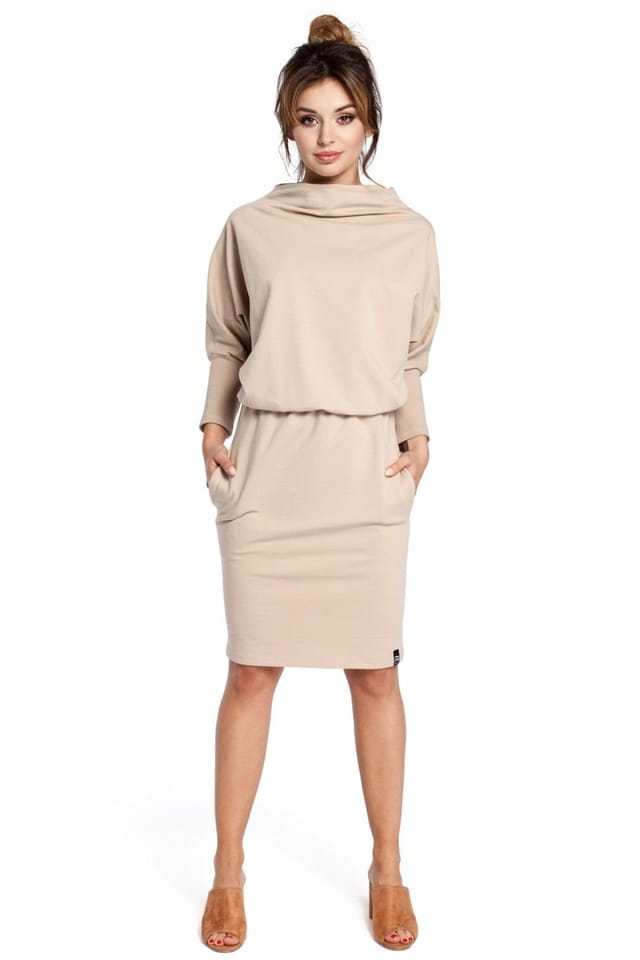 Love Lace Love Lace Women's Ribbed Sleeve Kimono Dress with Pockets in Beige - 2