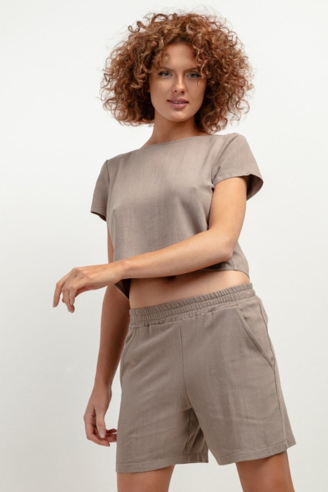 Love Lace Love Lace Women's Linen Blend Shorts for Summer in Brown