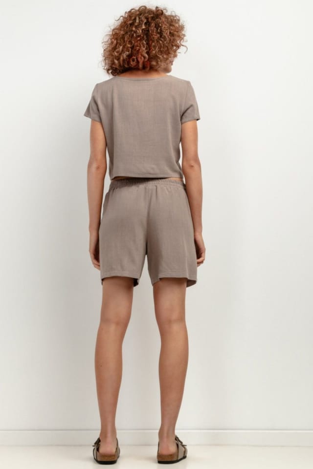 Love Lace Love Lace Women's Linen Blend Shorts for Summer in Brown - 3