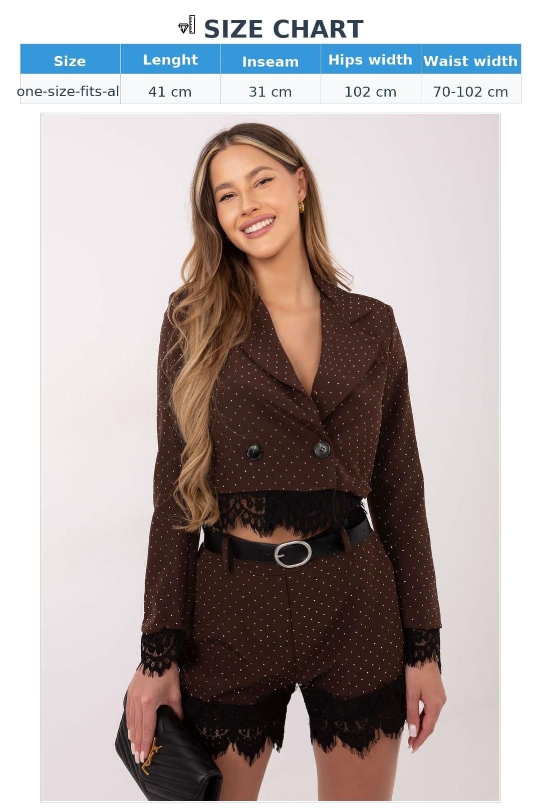Love Lace Love Lace Women's Elegant High Waist Lace Trim Belt Shorts in Brown - 4